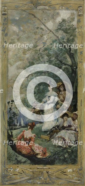 Esquisse pour la galerie Lobau de l'Hôtel de Ville de Paris : Fête champêtre aux environs...,c.1891. Creator: Georges Jules Victor Clairin.