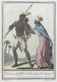 Costumes de Différents Pays, 'Guerrier de l'Isle St. Louis dans le Sénégal', c1797. Creator: Jacques Grasset de Saint-Sauveur.
