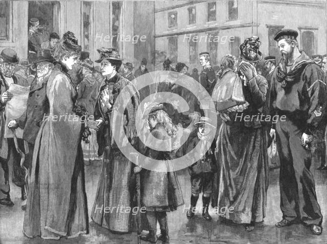 ''The Loss of H.M.S."Serpent" -- "Sweethearts and Wives" Inquiring for News of the Vessel at the Por Creator: Unknown.