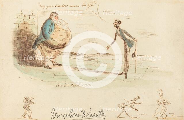 An Unkind Wish, c. 1833. Creator: George Cruikshank.