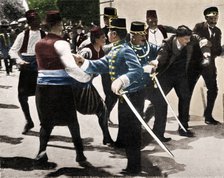 Arrest of Gavrilo Princip, assassin of Archduke Franz Ferdinand, 1914. Artist: Unknown.