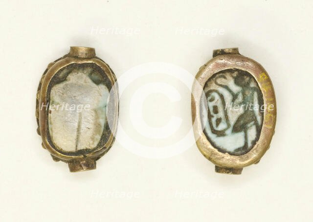 Scarab: Cartouche and Standing King, Egypt, New Kingdom, Dynasty 18, Reigns of Thutmose III... Creator: Unknown.