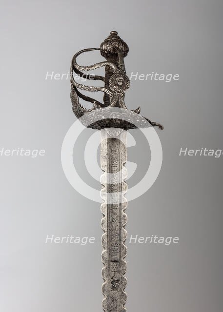 Basket-hilted Sword, hilt, British; blade, German, blade dated 1662. Creator: Johannes Wundes.