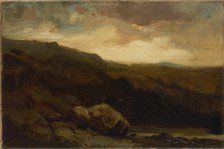 Untitled (mountainous landscape with rock and stream in foreground), n.d. Creator: Edward Mitchell Bannister.