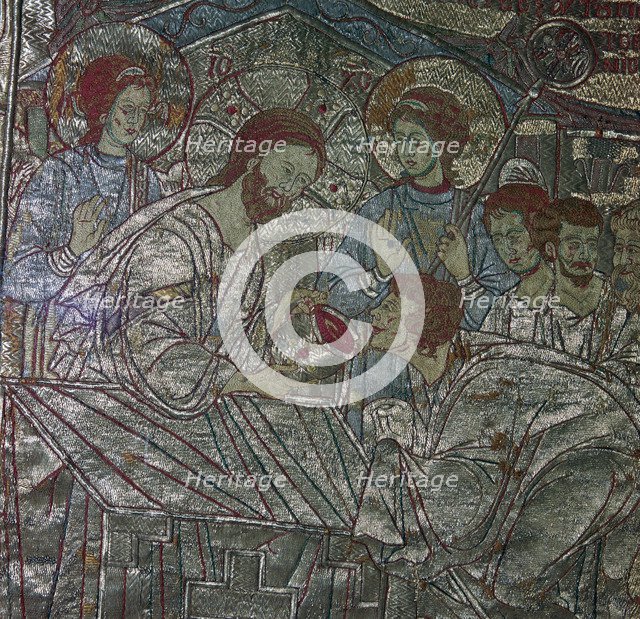 Detail of embroidered vestments depicting the Last Supper, 14th century. Artist: Unknown