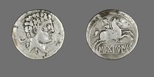 Denarius (Coin) Depicting a Laureate, about 100-50 BCE. Creator: Unknown.
