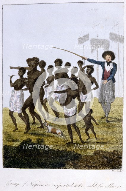 'Group of Negros, as imported to be sold for Slaves', Surinam, 1793. Artist: William Blake