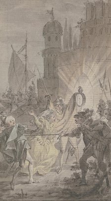 Marquis Ferdinand Mazzini stabs Count Hippolitus de Vereza, his daughter Julie's lover.., c1790-1792 Creator: Christian Sambach.