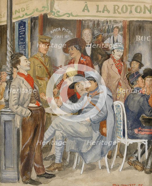 Café La Rotonde (Moise Kisling during the holidays), 1915. Creator: Fougstedt, Arvid (1888-1949).