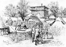 The Indian Frontier Rising: headquarters camp at Bagh, protected against the enemy's fire..., 1898. Creator: Unknown.