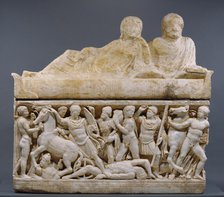 Sarcophagus with lid and 4 unjoined fragments, A.D. 180-220. Creator: Unknown.