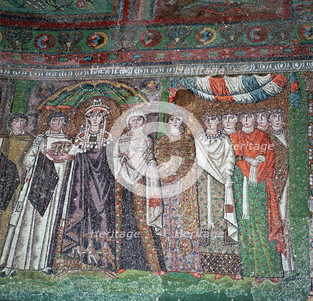 Mosaic of the Empress Theodora and her court, 6th century. Artist: Unknown