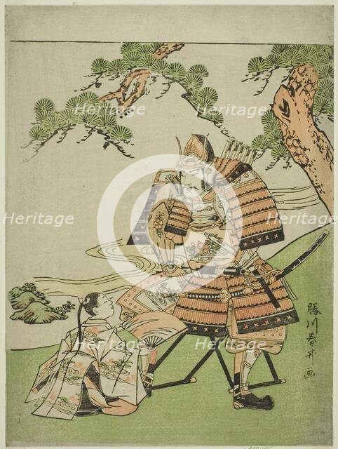 The Warrior Kusunoki Masashige (1294-1336) Bidding Farewell to His Son Masatsura, Japan, (1780s?). Creator: Katsukawa Shunsei.