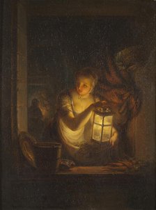 A Woman with A Lantern, 1818. Creator: Alexander Lauréus.