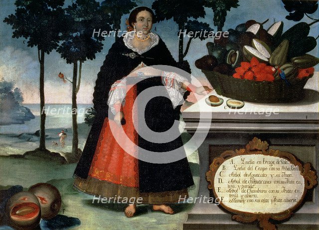 Indian woman in gala dress. Oil by Vicente Alban, preserved in the Museum of America in Madrid.