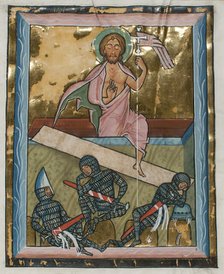 Manuscript Leaf with the Resurrection, from a Psalter, German, mid-13th century. Creator: Unknown.