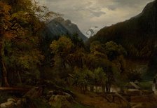 Mountain landscape with wooden huts, c1860. Creator: Alexander Brodszky.