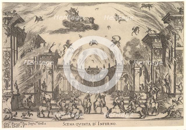 Fifth scene, the Inferno, from 'The marriage of the gods' (Le nozze degli Dei), 1637. Creator: Stefano della Bella.