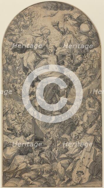 The Coronation of the Virgin with Angel Musicians and All Saints, c. 1590. Creator: Master J.N..