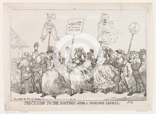 Procession to The Hustings After A Successful Canvass, April 30, 1784., April 30, 1784. Creator: Thomas Rowlandson.