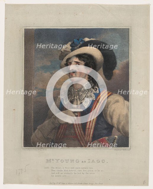 Mr. Young as Iago, ca. 1824. Creator: John William Gear.