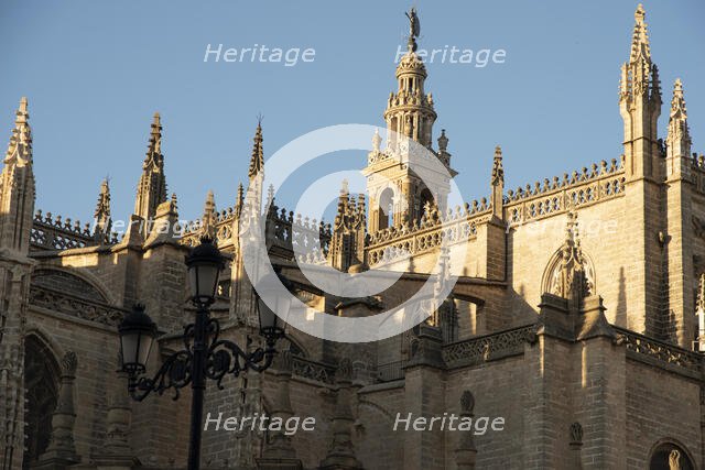 Roof detail of the Cathedral of Seville which contains the tomb of Christopher Colombus, Spain, 2023 Creator: Ethel Davies.