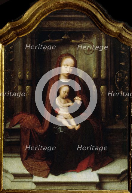 'The Virgin and Child Enthroned', 16th century. Artist: Adriaen Isenbrandt