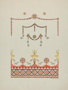 Wall Decorations (Drawing Made from a Restoration), 1936. Creator: Randolph F Miller.
