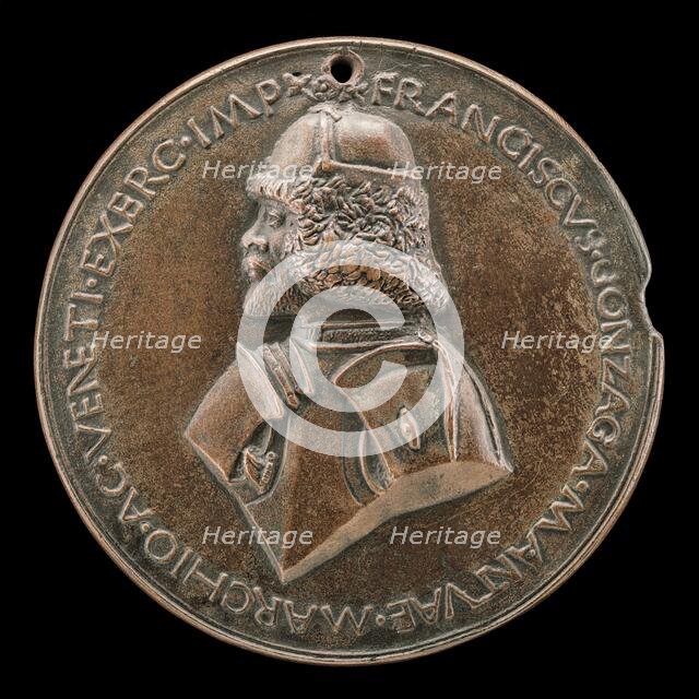 Francesco II Gonzaga, 1466-1519, 4th Marquess of Mantua 1484 [obverse], c. 1495. Creator: Sperandio Savelli.