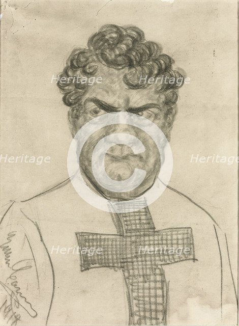 Self-caricature in the role of Don Alvaro in Opera La forza del destino by Giuseppe Verdi, 1918.