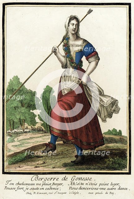 Recueil des modes de la cour de France, 'Bergerre de Gonesse', between circa 1678 and circa 1693. Creators: Nicolas Bonnart, Jean-Baptiste Bonnart.
