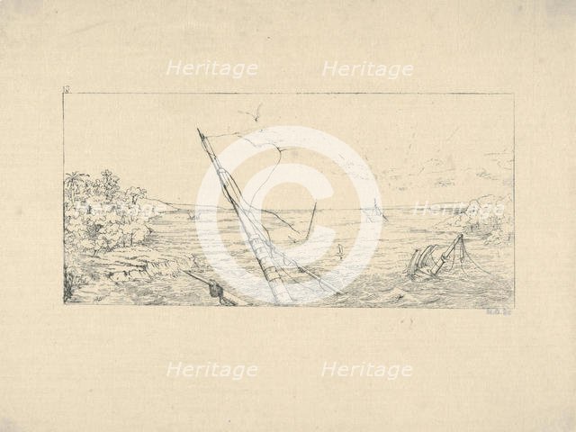 Stone Blockade off Charleston, South Carolina (from Confederate War Etchings), 1861-63. Creator: Adalbert John Volck.