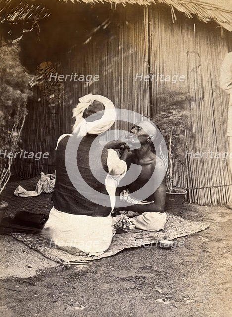 Man being shaved in one of the hospital camps, during the outbreak of bubonic plague..., 1897. Creator: Unknown.
