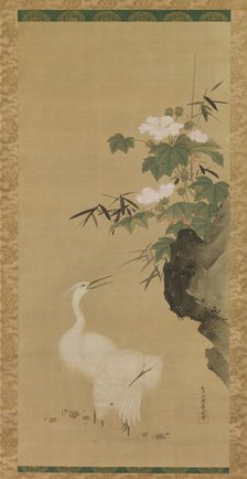 Egrets and Cotton Roses, mid- to late 17th century. Creator: Tosa Mitsuoki.