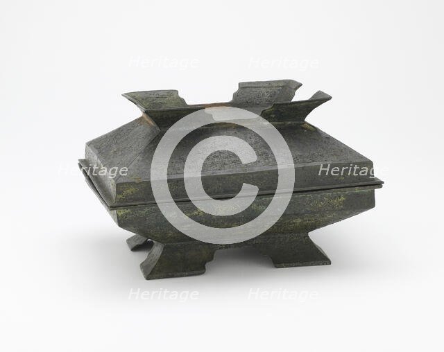 Ritual serving vessel with lid (fu) and dragons, Eastern Zhou dynasty, 6th century BCE. Creator: Unknown.