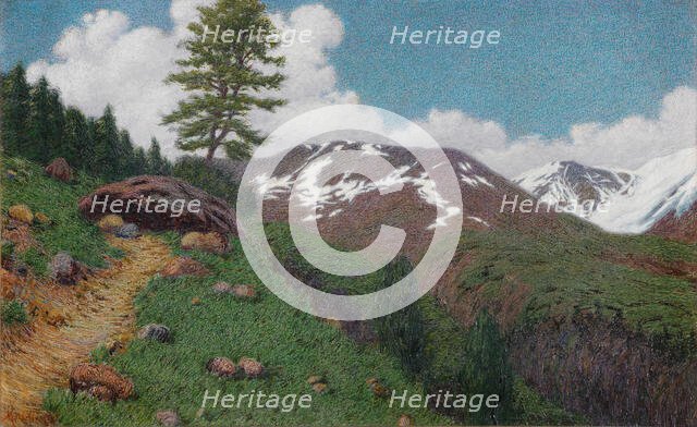 Landscape with larches, 1917. Creator: Morbelli, Angelo (1853-1919).