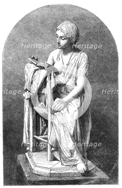 The International Exhibition: marble statue - "A Girl Reading" by Pietro Magni, 1862. Creator: W Thomas.