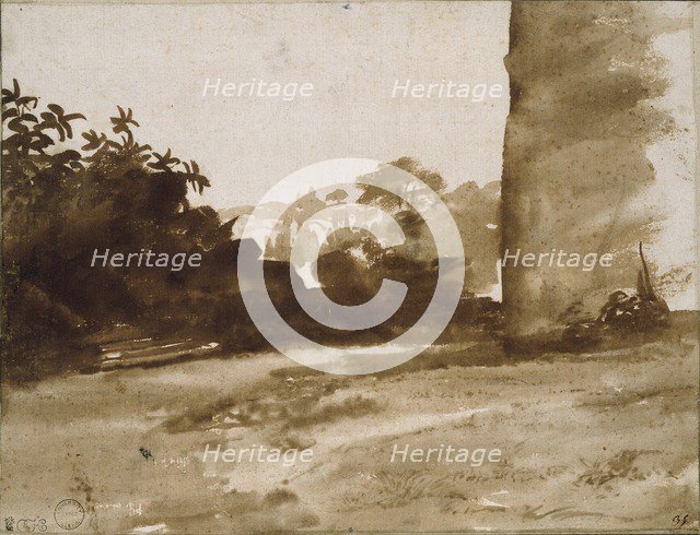 View of Shrubbery with a Wall on the right, c1640. Artist: Claude Lorrain.