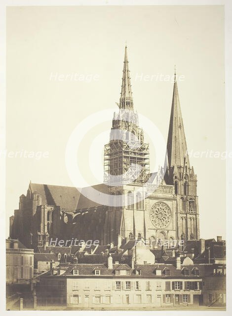 Chartres Cathedral, West Facade, 1854, printed 1854. Creators: Bisson Frères, Louis-Auguste Bisson, Auguste-Rosalie Bisson.