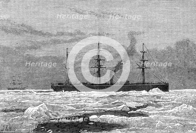 The Sardinian forcing her way through ice in the Gulf of St. Lawrence, 1880. Creator: Josiah Robert Wells.