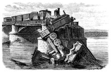 Franco - Prussian War, siege of Paris by the Germans, German train derailment on the bridge of th…