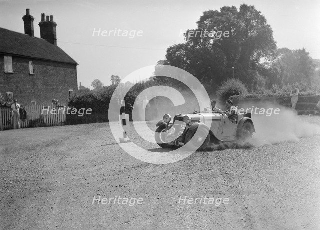 1496 cc Singer competing in the Singer CC Rushmere Hill Climb, Shropshire 1935. Artist: Bill Brunell.