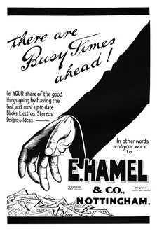 'E. Hamel & Co. advert - There are busy times ahead!', 1919. Artist: Unknown.