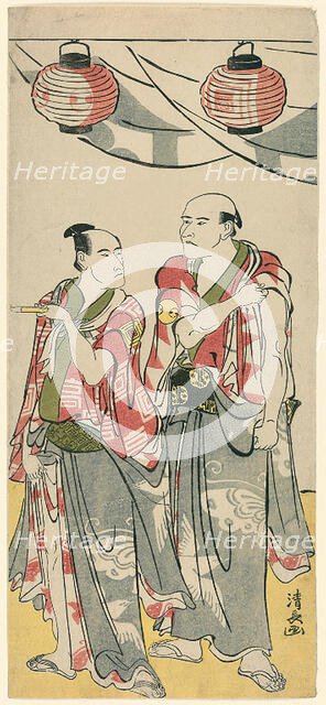 The Actors Arashi Ryuzo II and Ichikawa Komazo III, from a pentaptych of eleven actors cel..., 1788. Creator: Torii Kiyonaga.