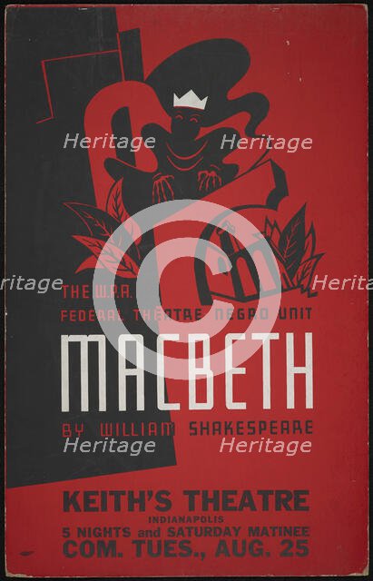 Poster from Indianapolis production of Macbeth (Keith's Theater), [193-] .  Creator: Unknown.