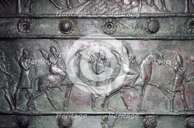 Detail from the Balawat Gates, made for Shalmeneser III, Neo-Assyrian, c858 BC-824 BC Artist: Unknown.