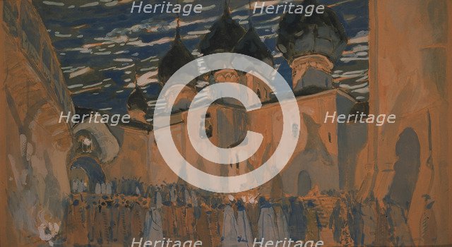 Stage design for the opera The Pskov Maiden by N. Rimsky-Korsakov, 1901. Artist: Golovin, Alexander Yakovlevich (1863-1930)