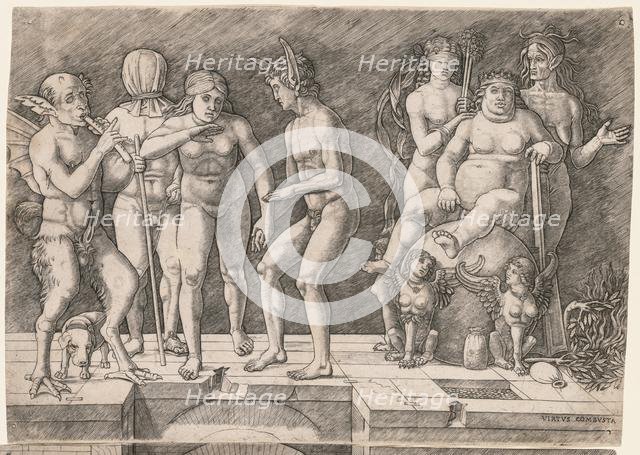 Allegory of the Fall of Ignorant Humanity: Virtus Combusta, c. 1500-1505. Creator: Giovanni Antonio da Brescia (Italian).