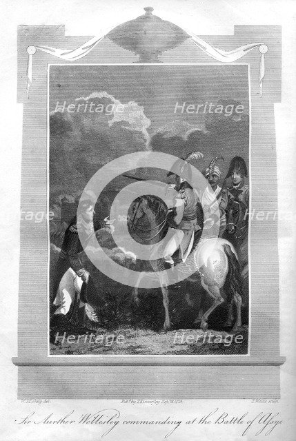 The Duke of Wellington commanding at the Battle of Assaye, 1816.Artist: T Wallis