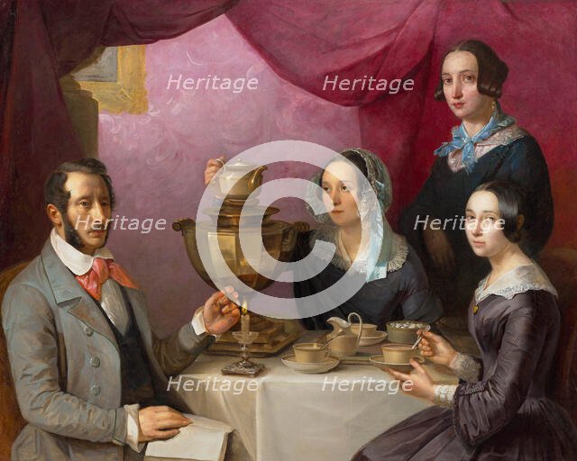 Family portrait, 1844. Creator: Myagkov, Timophey Egorovich (1811-1865).